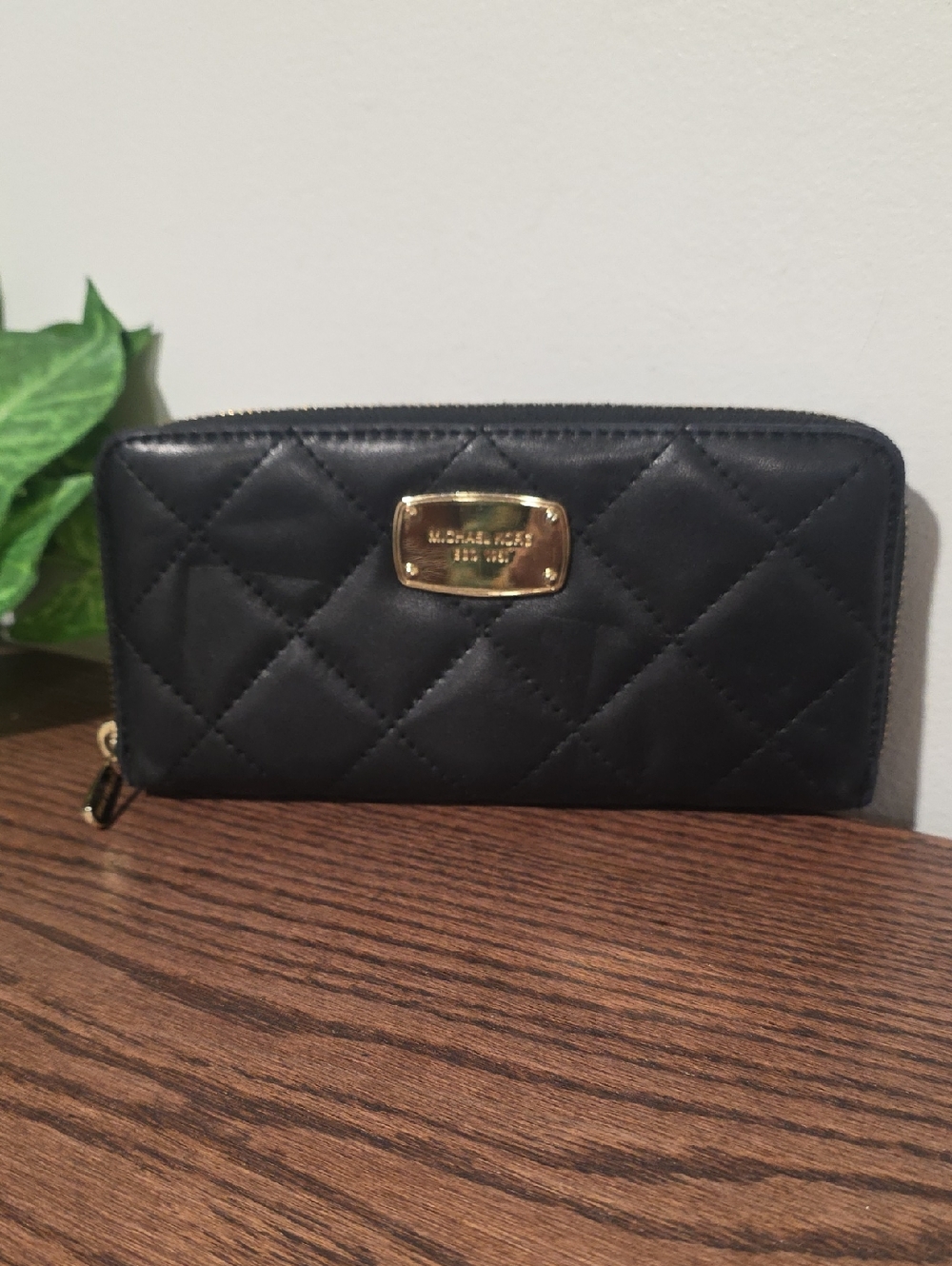 Michael Kors Black Leather Quilted Wallet